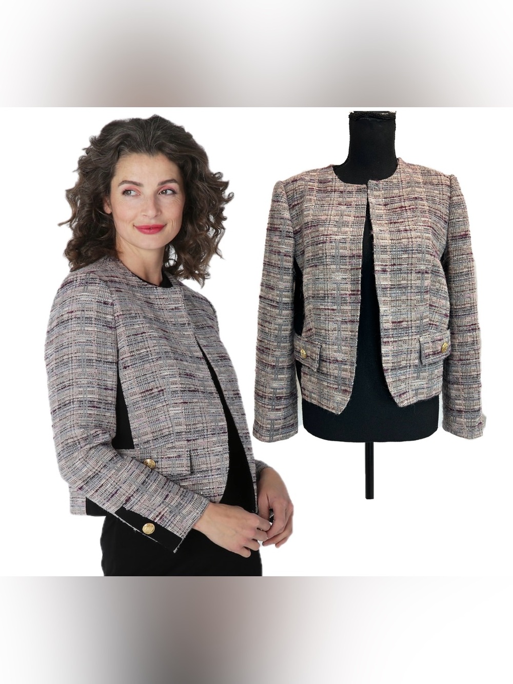 Judith & Charles Siene B jacket featuring a multicolor textured tweed Sz 8 NWOT